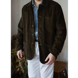 Wiaofellas  Men's Sack Suit Cordurory French Workwear Elegant Gentlemen Vintage Jacket