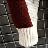 Wiaofellas Autumn and Winter New Sweater Warm Fashion Stitching Color Matching Pullover Round Neck Sweater Thickened Knitted Sweater