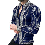 Wiaofellas Luxury Social Button Spring and Autumn Geometric Men's Shirt Long Sleeve Hawaiian Cardigan Turn-down Collar Shirt Men Clothes S-