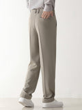 Wiaofellas Spring Autumn Casual Pants Men Korean Fashion Stretched Polyester Loose Draped Slacks Straight Trousers Male Semi-Wide Suit Pant
