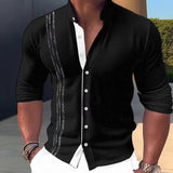 Wiaofellas Spring Autumn Long Sleeve Jacquard Cardigan Tops Fashion Button Stand Collar Shirts Tees 2023 Men's Clothing Stitch Streetwear