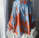 Wiaofellas Korean Casual Blue Sky White Clouds Vintage Print Shirt Men Gothic Streetwear Unisex Long Sleeve Shirt Women