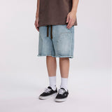 Wiaofellas Men Streetwear Hip Hop Fashion Loose Casual Drawstring Vintage Denim Jeans Shorts Male Japan Korean Trend Cargo Shorts Pants