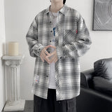 Wiaofellas Harajuku Plaid Shirt Men Hip Hop Flannel Checked Over Size Shirt High Quality Spring New Oversize Streetwear Green Retro Blouses