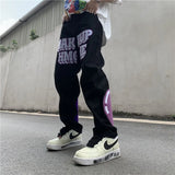 Wiaofellas Men's Jeans Street Love Jeans Men's Hip Hop Patch Heartbreak Straight Pants Hiphop Loose Print High Street Pants