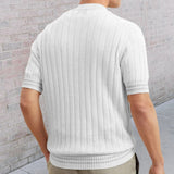 Wiaofellas Men's Polo Shirt Lapel Short-sleeved Slim Knit Spring and Summer Muscle Men's Fashion Solid T Shirt Ropa Para Hombre