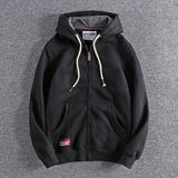 Wiaofellas New Men 's Zipper Sweatshirt Fashion Trendy Handsome Thickened Fleece Solid Coat Autumn Winter Sports Hoodie Top Coat Outwear