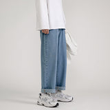 Wiaofellas Spring Wide-leg Jeans Men's Fashion Casual Korean Jeans Men Streetwear Loose Hip-hop Straight Denim Trousers Mens S-2XL