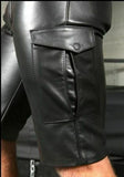 Wiaofellas Men's Leather Pants New Hot Selling Europe and America Solid Color PU Casual Men's Short Leather Pants Men Shorts
