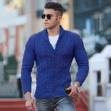 Wiaofellas Autumn and Winter New Sweater Men's Knitted Cardigan Solid Color Slim-fit European and American Men's Coat  Cardigan