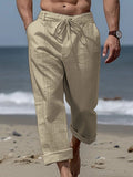 Wiaofellas Breathable Cotton Linen Loose Casual Trousers for Men