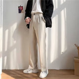 Wiaofellas Men Suit Pants Solid Full Baggy Casual Wide Leg Trousers for Mens Khaki Black White Japanese Style Streetwear Oversize Pants Man