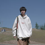 Wiaofellas Spring New Men's Hoodie 360G Letter Foamed Print Leisure All-Match Pullover Tide Brand Top White, Khaki, Navy Blue