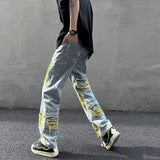 Wiaofellas High Streetwear Mens Jeans Pants Ripped Loose Fashion Denim Hip Hop Harajuku Trousers