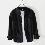Wiaofellas Brand men's Japanese retro cotton high-quality shirts spring and autumn trend all-match solid color long-sleeved work shirts