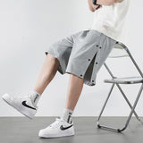 Wiaofellas Full Open Summer Thin Breasted Shorts Men's Loose Solid Color Straight Outer Wear Casual Shorts Five-point Sweat Shorts