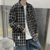 Wiaofellas Harajuku Plaid Shirt Men Hip Hop Flannel Checked Over Size Shirt High Quality Spring New Oversize Streetwear Green Retro Blouses