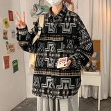 Wiaofellas Mens Fashion Ethnic Woolen Shirt Jacket Spring Autumn Plus Size Loose Casual Button Long Sleeve Shirt Youth Harajuku Shirt