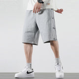 Wiaofellas Full Open Summer Thin Breasted Shorts Men's Loose Solid Color Straight Outer Wear Casual Shorts Five-point Sweat Shorts