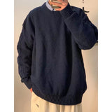 Wiaofellas Winter Men's Casual Retro Wool Sweaters Lazy Style Knitting Fashion Trend Coats Solid Color Round Neck Pullover M-2XL