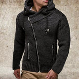 Wiaofellas Large Size Zipper Pocket Oblique Zipper Slim-fit Jacket Men's Long-sleeved Black Padded Cardigan Zip Up Hoodie Sweatshirts