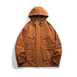 Wiaofellas New Autumn Men's Waterproof Jackets Multiple Pockets Hooded Windbreaker Black Tactical Coats Fashion Oversized Techwear Clothes