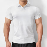 Wiaofellas Summer Vacation Leisure Polo Shirt Sports Lapel Thin Section Simple Solid Color Short-sleeved Quick-drying Top Men's Clothing