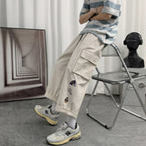 Wiaofellas Workwear Pants Men's Spring and Autumn Tide Brand High Street Wide-leg Ruffian Handsome Loose Straight Casual Pants