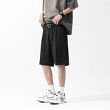 Wiaofellas Korean Men's Suit Shorts Summer New Loose Straight Ice Silk Shorts Fashion Large Casual Capris Black Grey Sports Pants 5XL