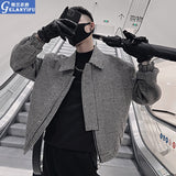 Wiaofellas Spring and Autumn Men's Overcoat Slim Fit Loose Lapel-up Jacket Cotton Korean Style Casual  Workwear Top Plus Size