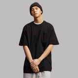 Wiaofellas 260G Double Yarn Cotton Short Sleeve T-shirt Men Streetwear Pocket Tide Summer T-shirts Women Vintage Mens Clothing