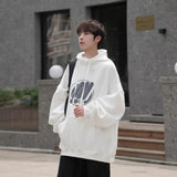 Wiaofellas Black White Gray Spring And Autumn Men's Hoodie Loose Hooded Printed Pullover Outdoor Sports Coat