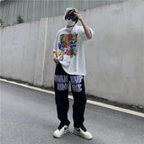 Wiaofellas Men's Jeans Street Love Jeans Men's Hip Hop Patch Heartbreak Straight Pants Hiphop Loose Print High Street Pants