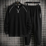 Wiaofellas Autumn Men Casual Sports Set Round Neck Tracksuit Fashion Sweatshirt and Sweatpants 2 Piece Sets Male Sportswear Outfit Set