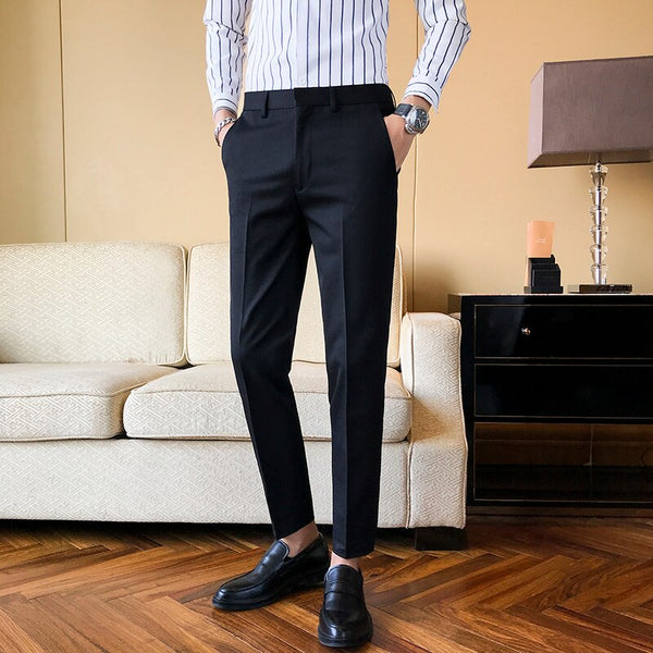 Wiaofellas New Business Dress Pants Men Solid Color Office Social Form
