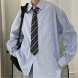 Wiaofellas Men's Fashion Trend Striped Printing Long Sleeved Shirts Student Korean Loose Fitting Lapel Collar High Quality Shirts