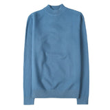 Wiaofellas New Male High End Fashion Knitted Pullover Sweater Men Half Turtle Neck Winter Woolen Casual Jumper Clothes