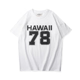 Wiaofellas 200G Hawaii78 Letter T-shirt Summer Fashion Men's O-neck Casual Loose Pullover Tops Teens Short Sleeve Streetwear Daily Tee