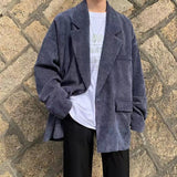 Wiaofellas Men's Fashion Corduroy Fabric Suit Jackets Leisure Korean Trend Coats Streetwear Loose 3 Color Western-style Clothes S-2XL