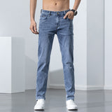 Wiaofellas New Brand Men's Stretch Skinny Jeans Spring Summer Cotton Fashion Business Casual Denim Slim Fit Length Pants Male Trousers