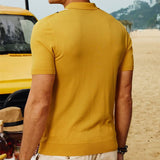 Wiaofellas Spring Summer Casual Mens Knit Polo Shirt Short Sleeve Polo Collar Button Tops Men Clothes Fashion Striped Polos Tops Streetwear