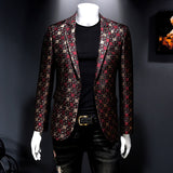 Wiaofellas Brand Men Blazer Personality Wild Men's Suit Jacket High Quality Fashion Plaid Print Slim Fit Warm Blazer Coat Male 5XL 6XL