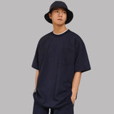 Wiaofellas 260G Double Yarn Cotton Short Sleeve T-shirt Men Streetwear Pocket Tide Summer T-shirts Women Vintage Mens Clothing