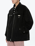 Wiaofellas Vintage Men Oversize Loose Suede Jacket Heavy Metal Unisex High Qualty Spring Autumn Zip Up Solid Jacket Coat Ladies Outerwear