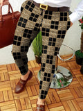 Wiaofellas Men Business Casual Trousers Retro Pattern Print Straight Long Pants Mens Spring Autumn Fashion Streetwear Vintage Men Clothing
