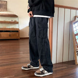 Wiaofellas Multi Pocket Trousers for Men Y2k Men's Cargo Pants Work Stretch Harajuku Regular Fit Vintage Casual Korean Style Summer Slacks