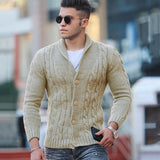 Wiaofellas Autumn and Winter New Sweater Men's Knitted Cardigan Solid Color Slim-fit European and American Men's Coat  Cardigan