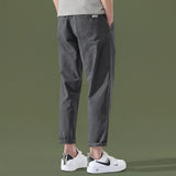 Wiaofellas Hong Kong Style Cotton Casual Trousers Men's Ankle-length Pants Spring and Summer Solid Colour Simple Straight All-match