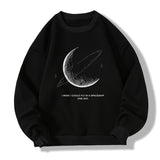 Wiaofellas Winter Warm Sweatshirts New Men Simple Stroke Moon Graphic Pullovers Oversized Korean Style Man Letter Print O Neck Tops