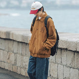 Wiaofellas Artificial Texture Suede Jackets Men Spring Autumn Lapel Single Breasted Embroidery Windproof Sports Jacket Motorcycle Jacket